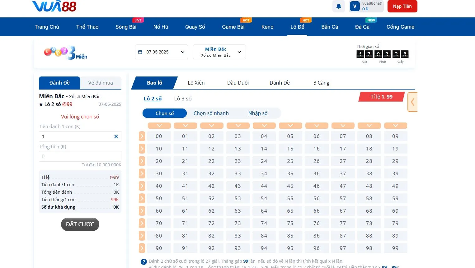 Hướng dẫn tham gia lô đề 3 miền Vua88